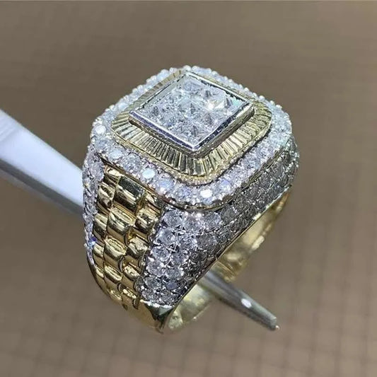 Gold Hip Hop Zircon Ring