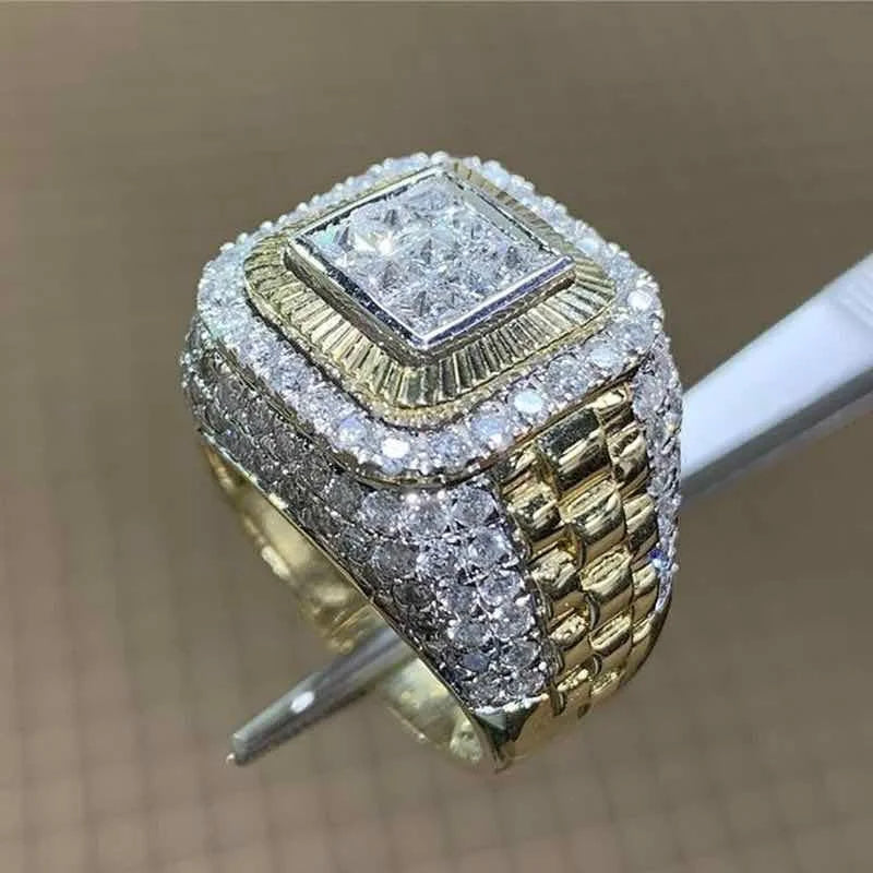 Gold Hip Hop Zircon Ring